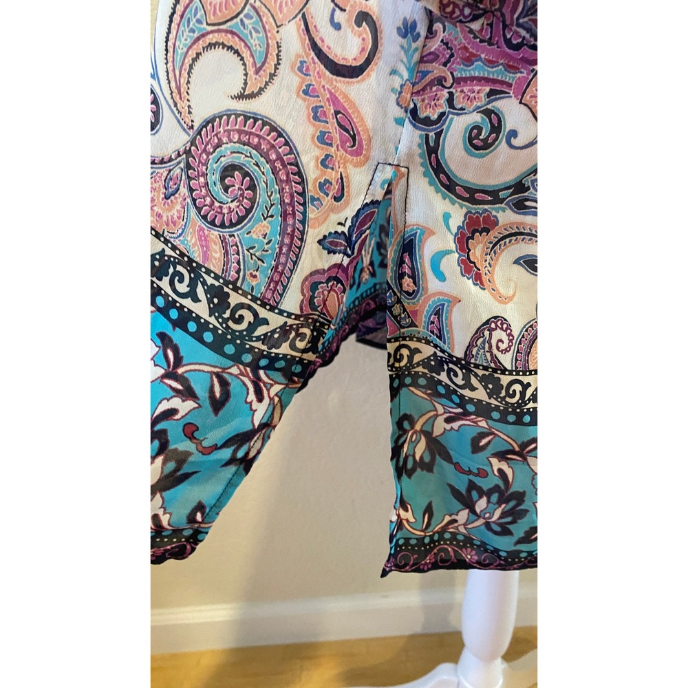 Susan Graver Women's Kimono Cardigan 1X Paisley Boho Beach Resort Festival - Picture 5 of 10